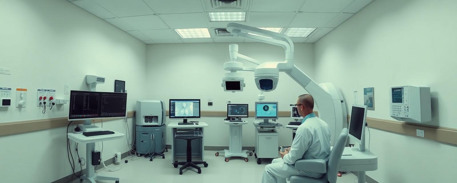 Sala diagnostica con apparecchiature e postazione di refertazione